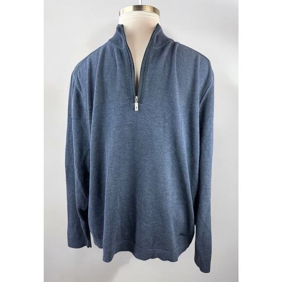 Tommy Bahama Other - Tommy Bahama Island Fairway Half Zip Sweater Lightweight Sleeve Pocket Blue XXL
